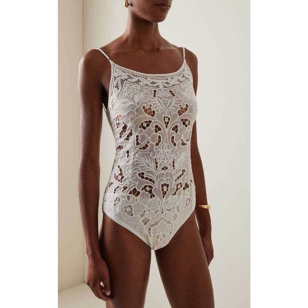NEW ALL THAT REMAINS billy cotton lace bodysuit in white